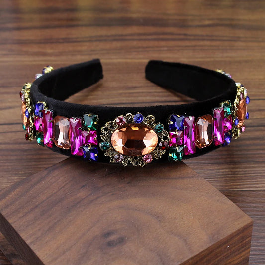 sparkly colorful crystal vintage headband diamante baroque hairband for women girls luxury hair jewelry rhinestone accessories