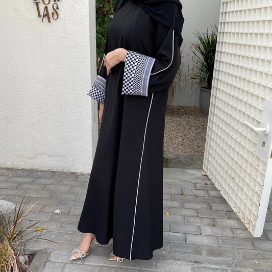 Cotton Linen Closed Abaya Keffiyeh Palestine Muslim Hijab Dress Arab Abayas for Women Dubai Luxury Ramadan Eid Islam Kaftan Robe