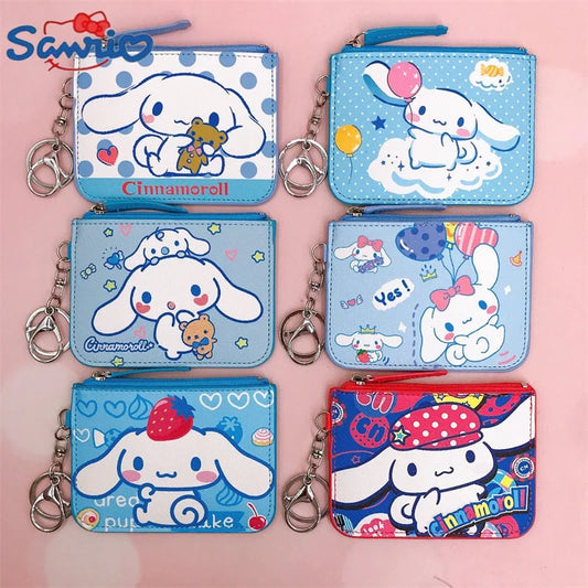 Kawaii Sanrio Coin Purse Anime Cinnamoroll Children Toys Card Holder Cartoon Boys Wallet Fashion Women Purse Kid Christmas Gifts